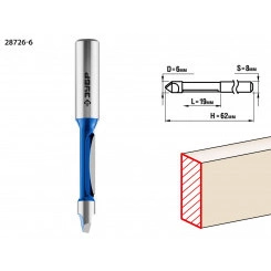 Фреза кромочная прямая со сверлом 6 x 19мм, хвостовик 8мм