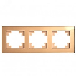 Рамка трехместная горизонтальная, стекло, Катрин, золото Stekker Рамка трехместная горизонтальная, стекло, Катрин, золото Stekker