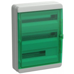 Корпус пластиковый навесной на 54 модуля КМПн-54 IP65 TEKFOR зеленая прозрачная дверь Корпус пластиковый навесной на 54 модуля КМПн-54 IP65 TEKFOR зеленая прозрачная дверь