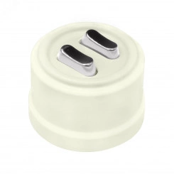 Выключатель Лизетта 2-кл., пластик, цвет Слоновая кость, Серебро (клавишный) Выключатель Лизетта 2-кл., пластик, цвет Слоновая кость, Серебро (клавишный)