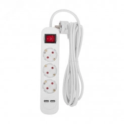 Удлинитель STANDARD 3 гнезда, 3 м, 3х1,0 мм2, с/з, с выключателем, 2 USB, белый