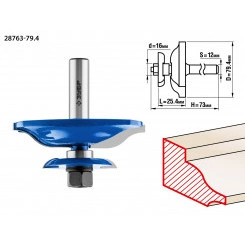 Фреза фигирейная двухсторонняя 79,4x25.4мм, хвостовик 12мм Фреза фигирейная двухсторонняя 79,4x25.4мм, хвостовик 12мм