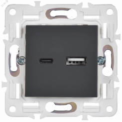 SKANDY Розетка USB A+C 18Вт SK-R13T титан IEK