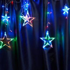 Гирлянда бахрома Звезды LED мультиколор 3x1м Гирлянда бахрома Звезды LED мультиколор 3x1м