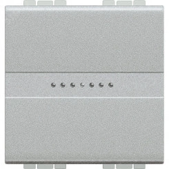 Livinglight. Кнопка аксиальная одноклавишная 10А 250В. Автоматические клеммы. 2 модуля. Цвет Алюминий