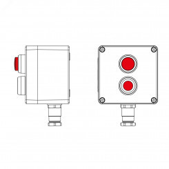 Взрывозащищенный пост управления из полиэстера CPE-P-03-(1xP1R(11)-1xLR(250))-1xKH2MHK(C)1Ex d e IIC Т5 Gb / Ex tb IIIC T95°C Db IP66/КЗ