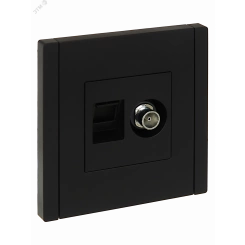 FORTE&PIANO Розетка двойная TV+RJ45 кат.5E FP136 черный IEK FORTE&PIANO Розетка двойная TV+RJ45 кат.5E FP136 черный IEK