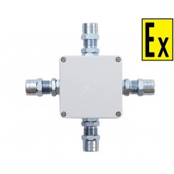 Коробка коммутационная взрывозащищенная КВМК EXE А101008 (А(2КВМ20КМ20-Л)-В(1КВ М20КМ20-Л) -        С(2КВМ20КМ20-Л) - (8х2,5ммВ+1х2,5ммВPE,4перемычки)1ExebIICT6GbХ/ExtbIIICT80СDbХ, IP66/67, корпус из алюминиевого сплава