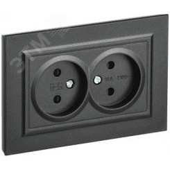 BRITE Розетка 2-местная без заземления с защитными шторками 10А в сборе РСш12-2-БрЧ черный IEK BRITE Розетка 2-местная без заземления с защитными шторками 10А в сборе РСш12-2-БрЧ черный IEK