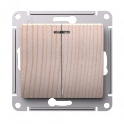 GLOSSA 2-клавишный выключатель с подсветкой,сх.5а,10АХ,механизм, сосна GLOSSA 2-клавишный выключатель с подсветкой,сх.5а,10АХ,механизм, сосна