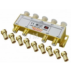 Делитель ТВ х 8 + 9шт. F  BOX 5-1000 МГц GOLD, REXANT