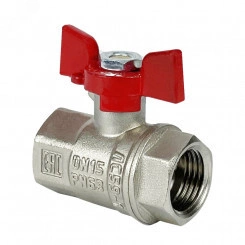 Кран шаровой PREMIUM для воды 11Б27фт1М латунный никелированный 1/2' ВР-ВР бабочка Кран шаровой PREMIUM для воды 11Б27фт1М латунный никелированный 1/2' ВР-ВР бабочка