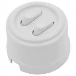 Кнопка (двухклавишная), пластик, цвет Белый Кнопка (двухклавишная), пластик, цвет Белый