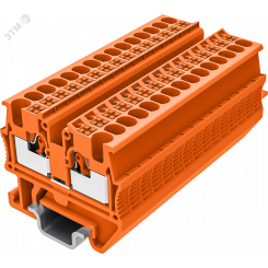 Клемма мини TP 1-1 проходная, Push-in, сечение 1,5 мм. кв., DIN 15, оранжевая