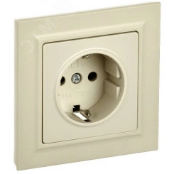 BRITE Розетка 1 пост с заземлением с защитными шторками 16А в сборе РСР14-1-0-БрКр бежевый IEK BRITE Розетка 1 пост с заземлением с защитными шторками 16А в сборе РСР14-1-0-БрКр бежевый IEK