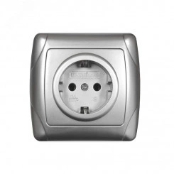 Маргарита розетка одноместная с/з, с/у, 16А, 220В, серебро (еврослот) Маргарита розетка одноместная с/з, с/у, 16А, 220В, серебро (еврослот)