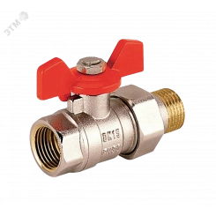 Кран шаровой для воды резьбовой с американкой ВР/НР DN = 15 PN = 30 Тмах = 90 С рукоятка бабочка