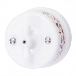 Выключатель Лизетта 2кл., керамика, цвет белый, декор Выключатель Лизетта 2кл., керамика, цвет белый, декор