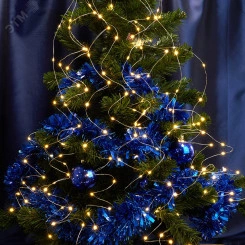 Гирлянда на елку LED теплый белый 10 веток 2м от батареек