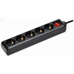 Удлинитель У05К 5 мест с заземлением 3м 3х1мм2 16А 250В черный