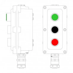 Пост управления взрывонепроницаемый из алюминия LCSD-03-B-MB-L1G(220)x1-P1B(11)x1-P1R(11)x1-PBMB-KAEPM2MHK-20