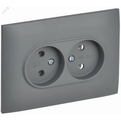 SKANDY Розетка 2-местная без заземления без защитных шторок 10А в сборе SK-R10Gr серый IEK SKANDY Розетка 2-местная без заземления без защитных шторок 10А в сборе SK-R10Gr серый IEK