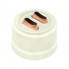 Выключатель Лизетта 2-кл., пластик, цвет Слоновая кость, Медь (клавишный) Выключатель Лизетта 2-кл., пластик, цвет Слоновая кость, Медь (клавишный)