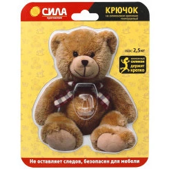 Крючок на силиконовом креплении Мишка Teddy 12х14.5 см нагрузка до 25 кг СИЛА SHT12-S1C-12