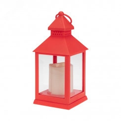 Декоративный фонарь со свечкой красный корпус размер 10,5х10,5х24см цвет теплый белый
