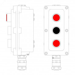 Пост управления взрывонепроницаемый из алюминия LCSD-03-B-MB-L1R(220)x1-P1B(11)x1-P1R(11)x1-PBMB-ANP15BMB