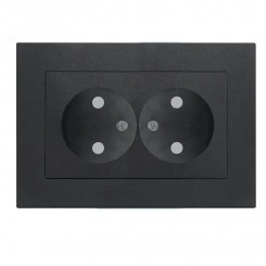 Розетка двухместная UNIVersal серия Афина б/з, з/ш, с/у, 16А, 220В, графит (еврослот), механизм Розетка двухместная UNIVersal серия Афина б/з, з/ш, с/у, 16А, 220В, графит (еврослот), механизм