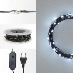 Гирлянда светодиодная Роса с контроллером 50м 500LED белый IP20 230В зеленый провод