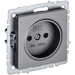 BRITE Розетка 1 пост без заземления с защитными шторками 10А РСш10-2-БрС сталь IEK BRITE Розетка 1 пост без заземления с защитными шторками 10А РСш10-2-БрС сталь IEK
