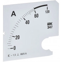 Шкала сменная для амперметра Э47 60/5А класс точности 1,5 96х96мм Шкала сменная для амперметра Э47 60/5А класс точности 1,5 96х96мм