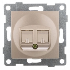 Ugra Розетка компьютерная и телефонной (RJ45, RJ12), скрытая установка.  шампань