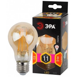 Лампа светодиодная филаментная F-LED A60-11W-827-E27 gold (филамент, груша золот., 11Вт, тепл, Е27) ЭРА (10/100/1200) ЭРА Лампа светодиодная филаментная F-LED A60-11W-827-E27 gold (филамент, груша золот., 11Вт, тепл, Е27) ЭРА (10/100/1200) ЭРА
