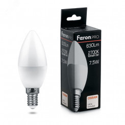 Лампа светодиодная LED 7.5вт Е14 теплый матовая свеча Feron.PRO