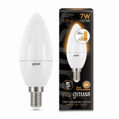 Лампа светодиодная LED 7 Вт 520 Лм 3000К теплая E14 Свеча шаг. диммирование Black Gauss