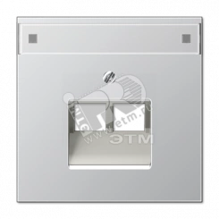 Крышка для сдвоенной телефонной и компютерной розетки  UAE с полем для надписи  алюминий