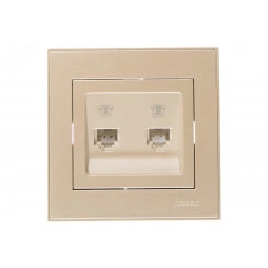 Розетка RAIN телефонная 2-ая евро жемчужно-белый перламутр