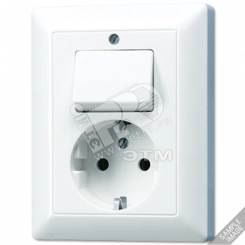 Розетка штепсельная SCHUKO 16A 250V с универсальным выключателем белая Розетка штепсельная SCHUKO 16A 250V с универсальным выключателем белая