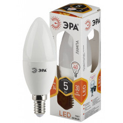 Лампа светодиодная LED B35-5W-827-E14  (диод, свеча, 5Вт, тепл, E14) (10/100/4000) ЭРА