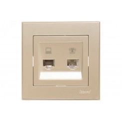 Розетка RAIN компьютерная + телефон жемчужно-белый перламутр