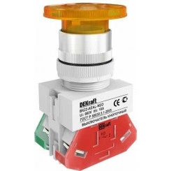 Выключатель кнопочный "Грибок" AELA ВК-22 d22мм 220В неон желт. SchE 25031DEK