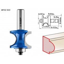 Фреза полустержневая с подшипником 34,9x29мм, радиус 9.5мм Фреза полустержневая с подшипником 34,9x29мм, радиус 9.5мм