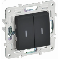 SKANDY Выключатель 2-клавишный с индикацией 10А SK-V09G графит IEK SKANDY Выключатель 2-клавишный с индикацией 10А SK-V09G графит IEK