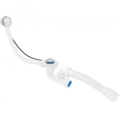 Сифон для ванны и глубокого поддона, полуавтоматический (выпуск с нержавеющей решеткой, с переливом 60 см) с гофротрубой  40х40/50