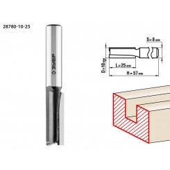 Фреза пазовая прямая 10x25мм, хвостовик 8мм Фреза пазовая прямая 10x25мм, хвостовик 8мм