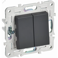 SKANDY Выключатель 2-клавишный 10А SK-V04T титан IEK SKANDY Выключатель 2-клавишный 10А SK-V04T титан IEK