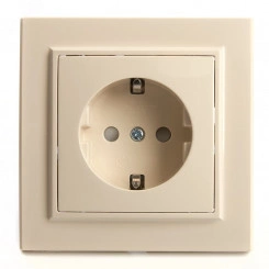 Розетка одноместная с/з,с защитной шторкой,250В, 16А, серия Эрна, слоновая кость Stekker Розетка одноместная с/з,с защитной шторкой,250В, 16А, серия Эрна, слоновая кость Stekker